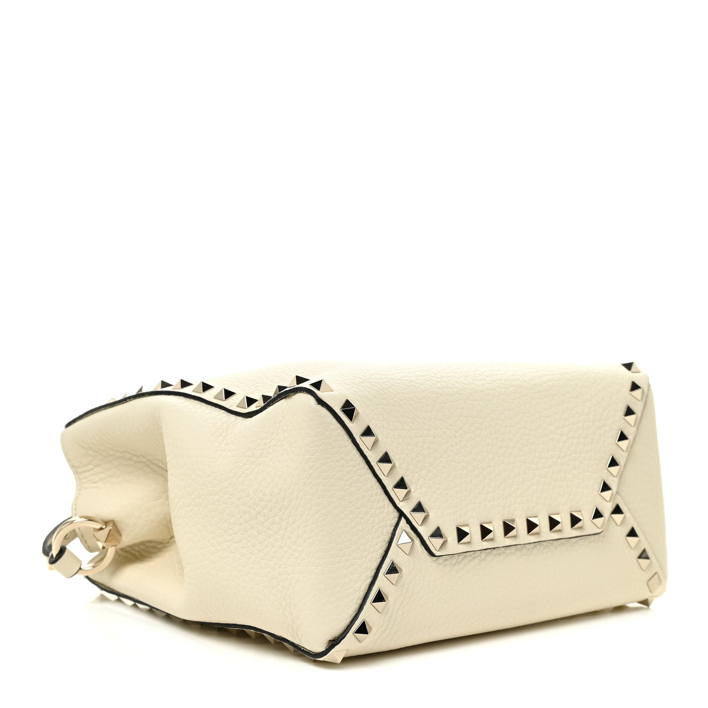 Grained Calfskin Rockstud Bucket Bag Ivory