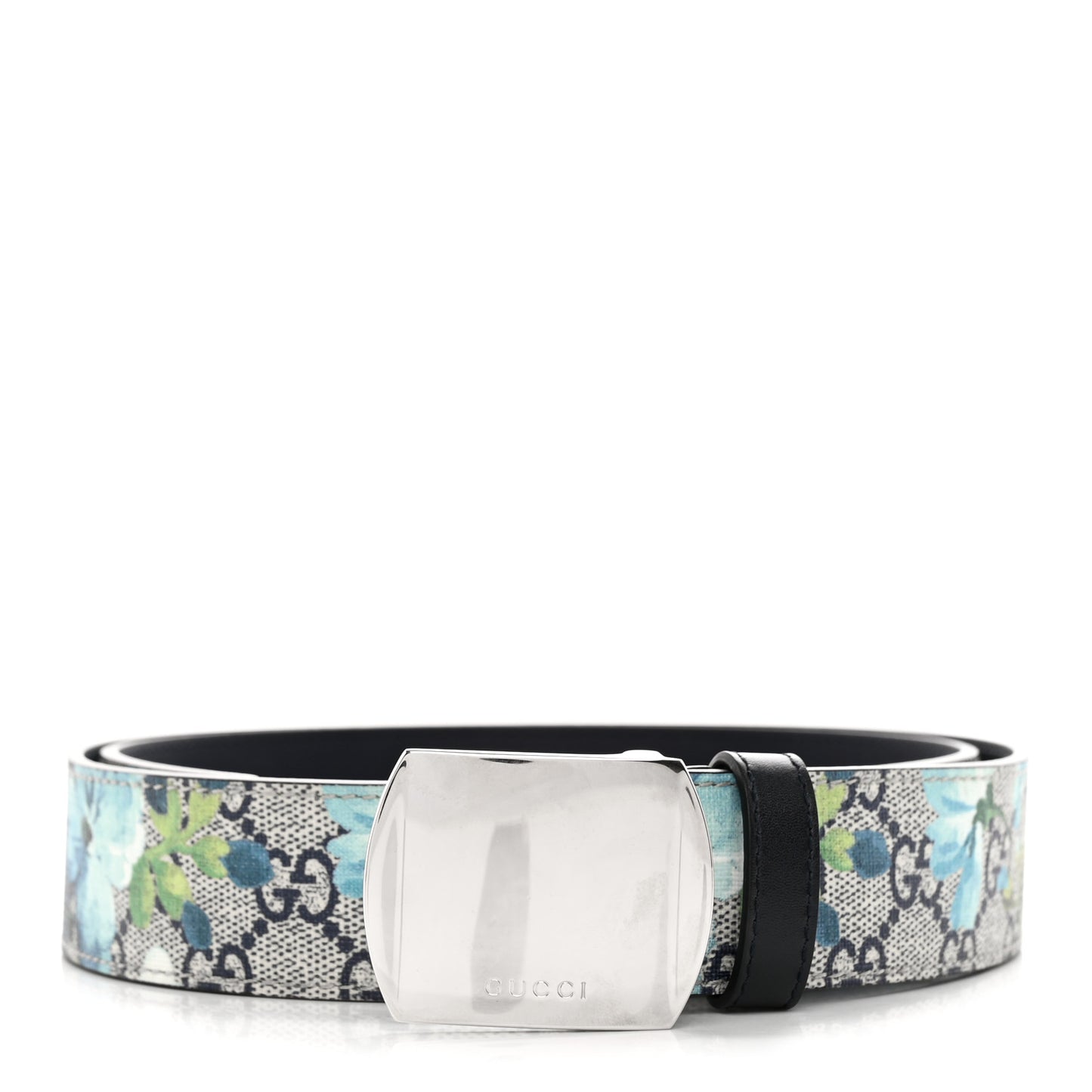 GG Supreme Monogram Blooms Plaque Belt 90 36 Blue