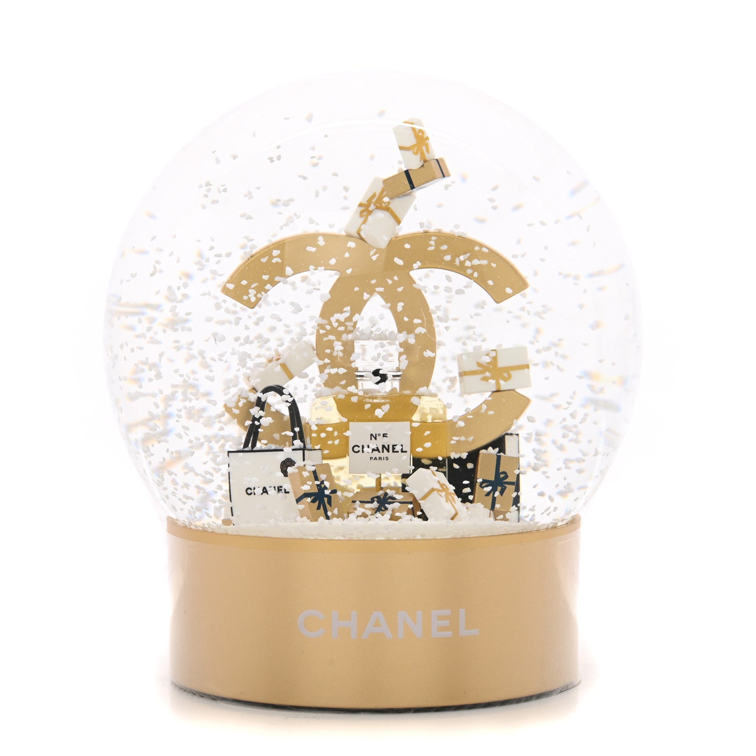 Chanel Glass CC Shopping Bag Snow Globe Gold 3 of 7