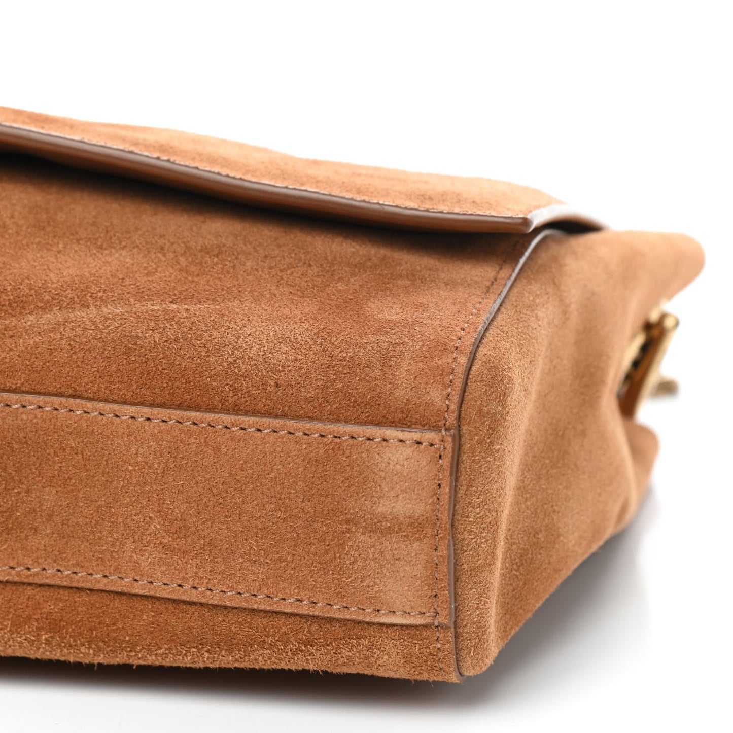 Smooth Calfskin Suede Medium Reversible Monogram Kate Satchel Light Ochre