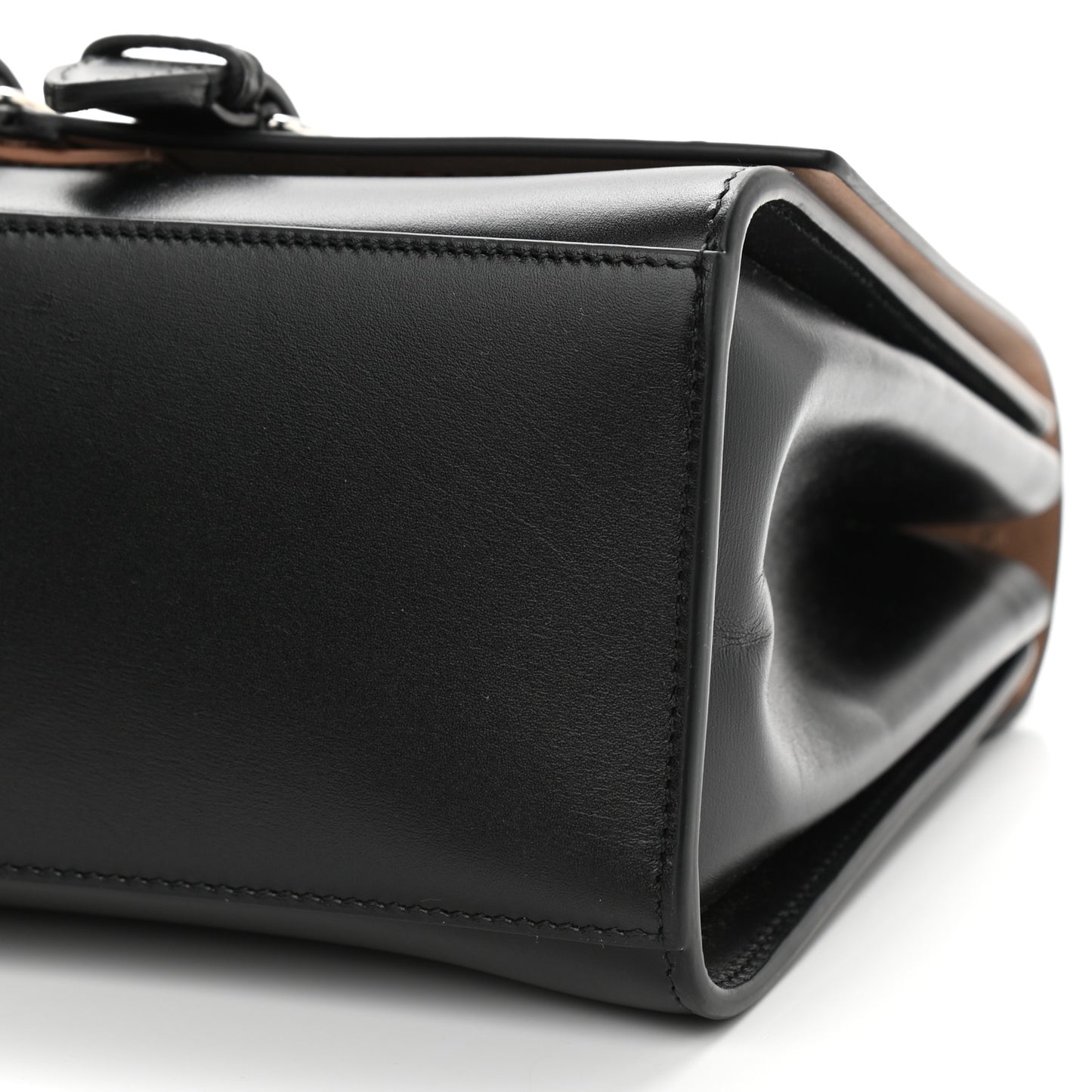 Calfskin Lux Laser Cut Mini Bellechasse 25 Top Handle Bag Black