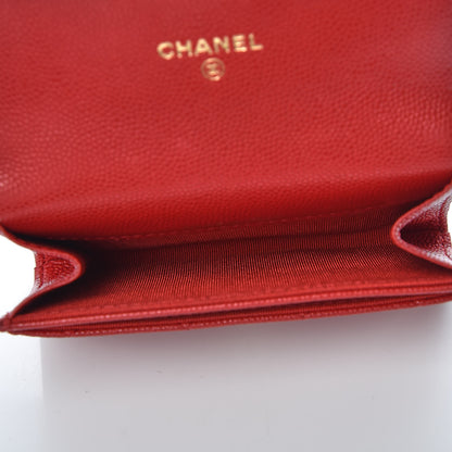 Chanel Caviar Quilted Flap Card Holder Wallet Red 5 of 9