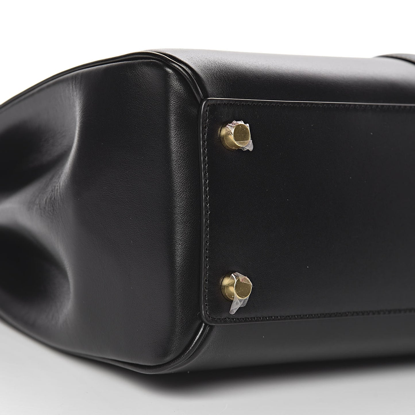 Satinated Calfskin Medium 16 Top Handle Bag Black