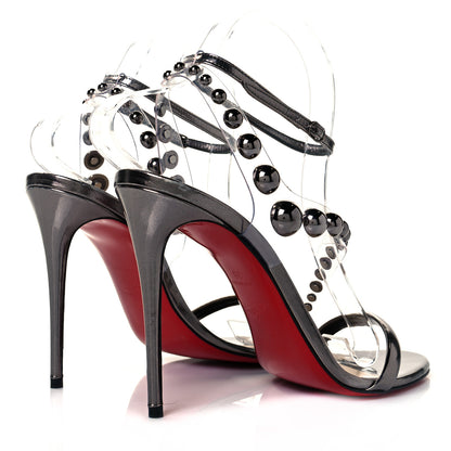 Christian Louboutin Specchio PVC Corinetta 100 Sandals 39 Gun Metal 4 of 10