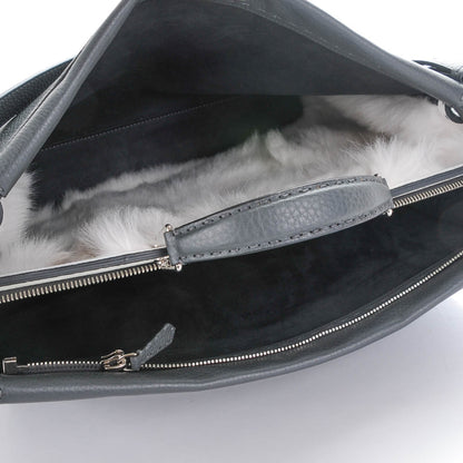 Fendi Calfskin Romano Lamb Fur Crocodile Selleria Monster Eyes Large Peekaboo Iconic Satchel Grey 5 of 10