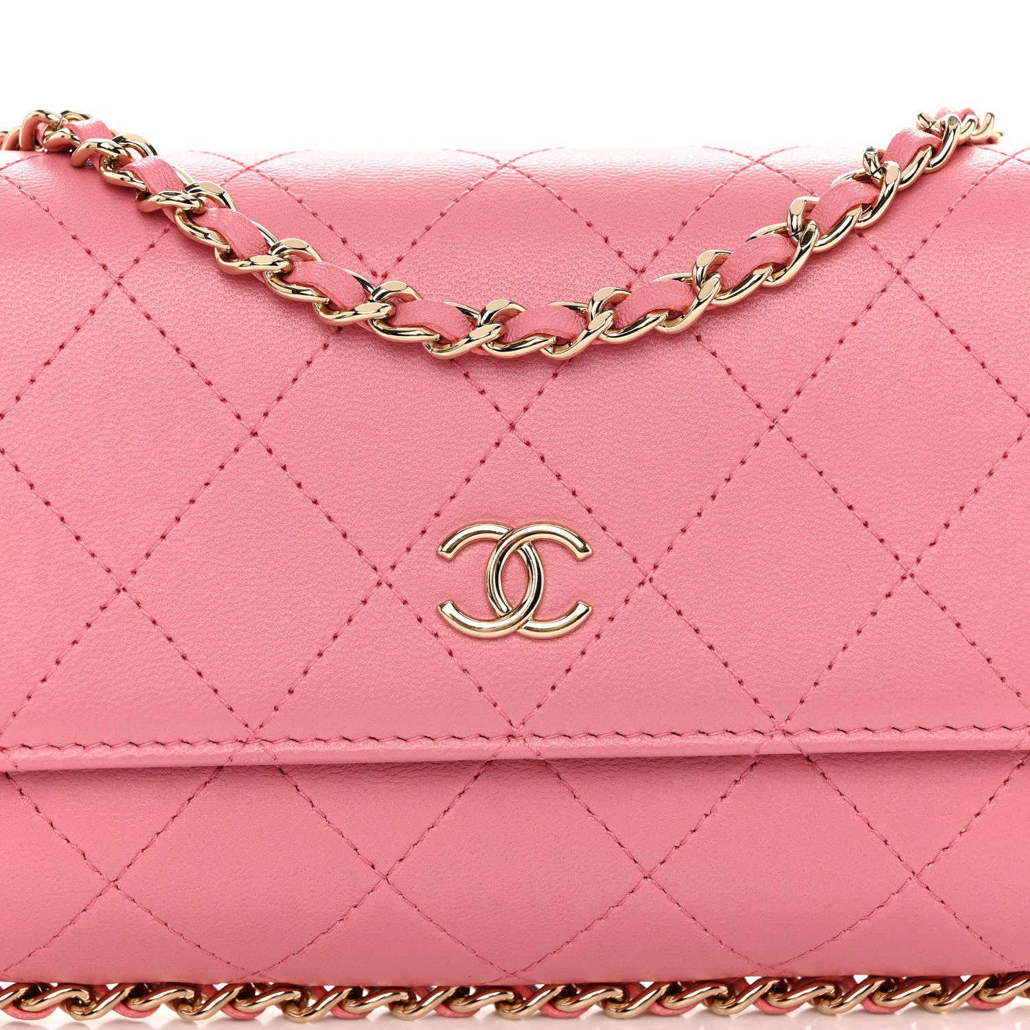 Chanel Calfskin Diamond Stitched Chain Around Flap Phone Holder Dark Pink 8 of 10