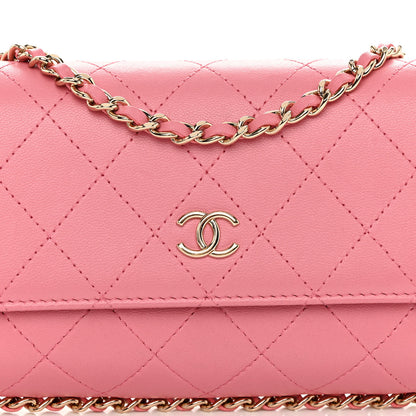 Chanel Calfskin Diamond Stitched Chain Around Flap Phone Holder Dark Pink 8 of 10