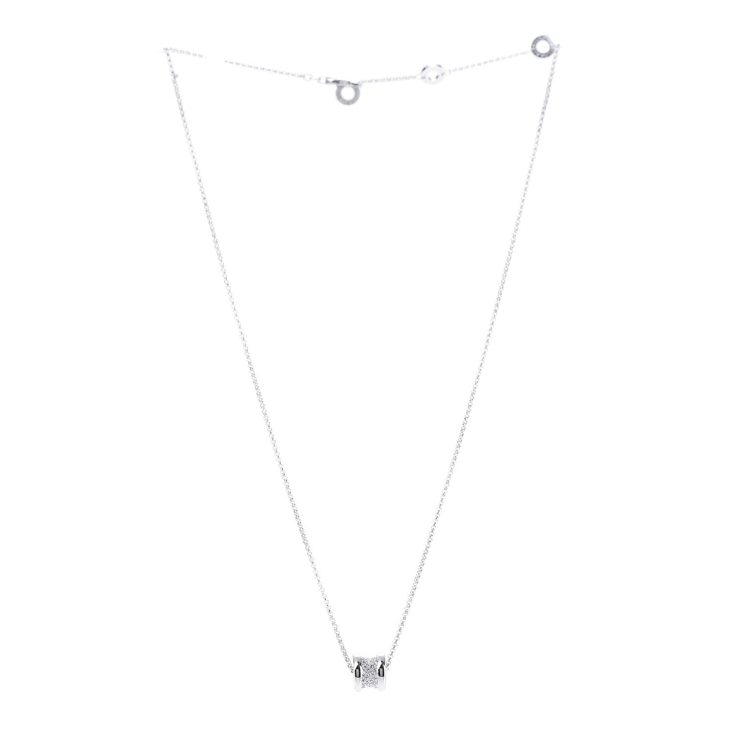 18K White Gold Diamond Small B.Zero1 Pave Pendant Necklace