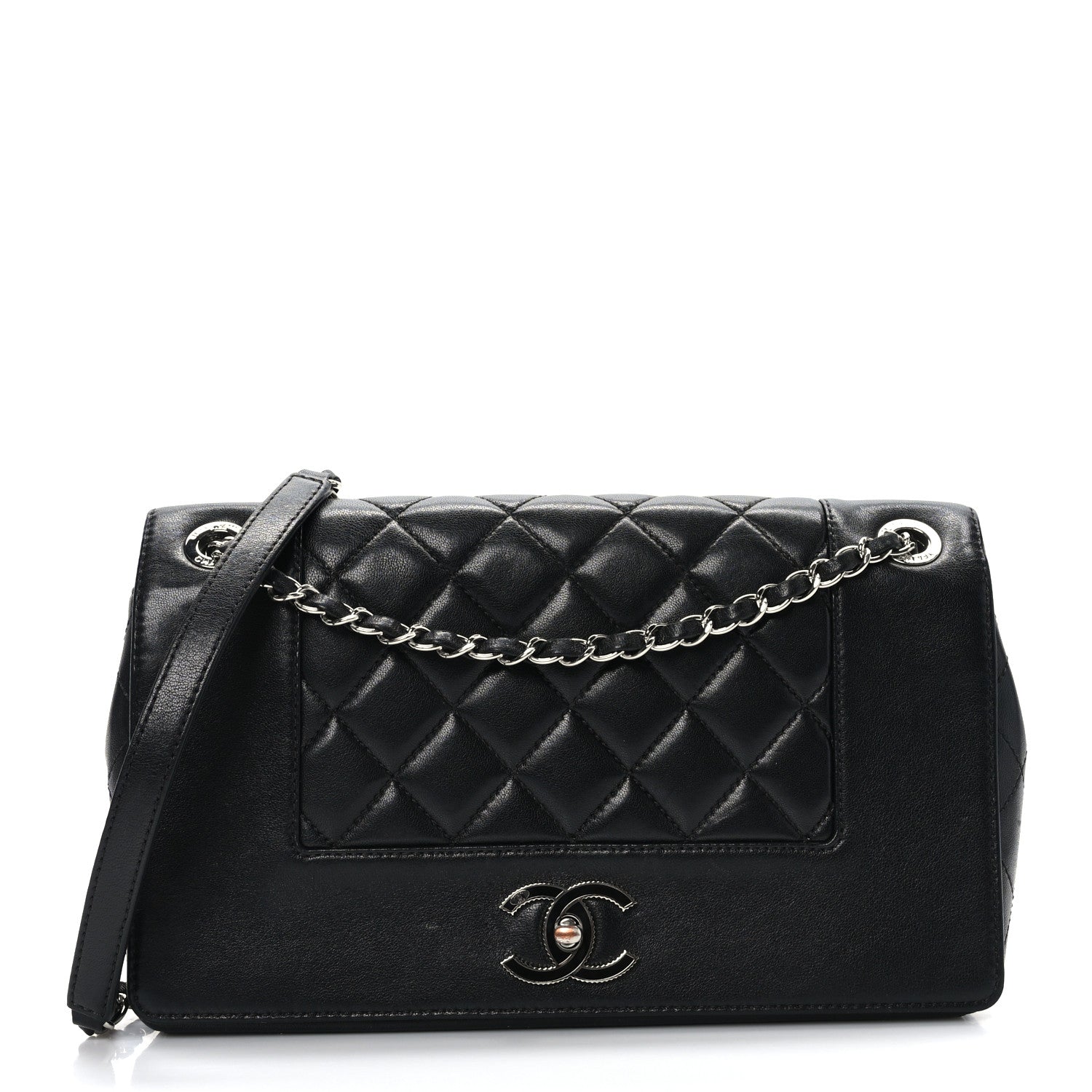 Chanel Sheepskin Quilted Vintage Mademoiselle Flap Black 1 of 10