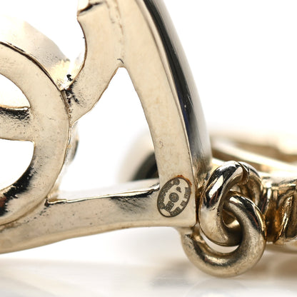 Chanel Metal CC Triple Heart Drop Earrings Gold 4 of 4
