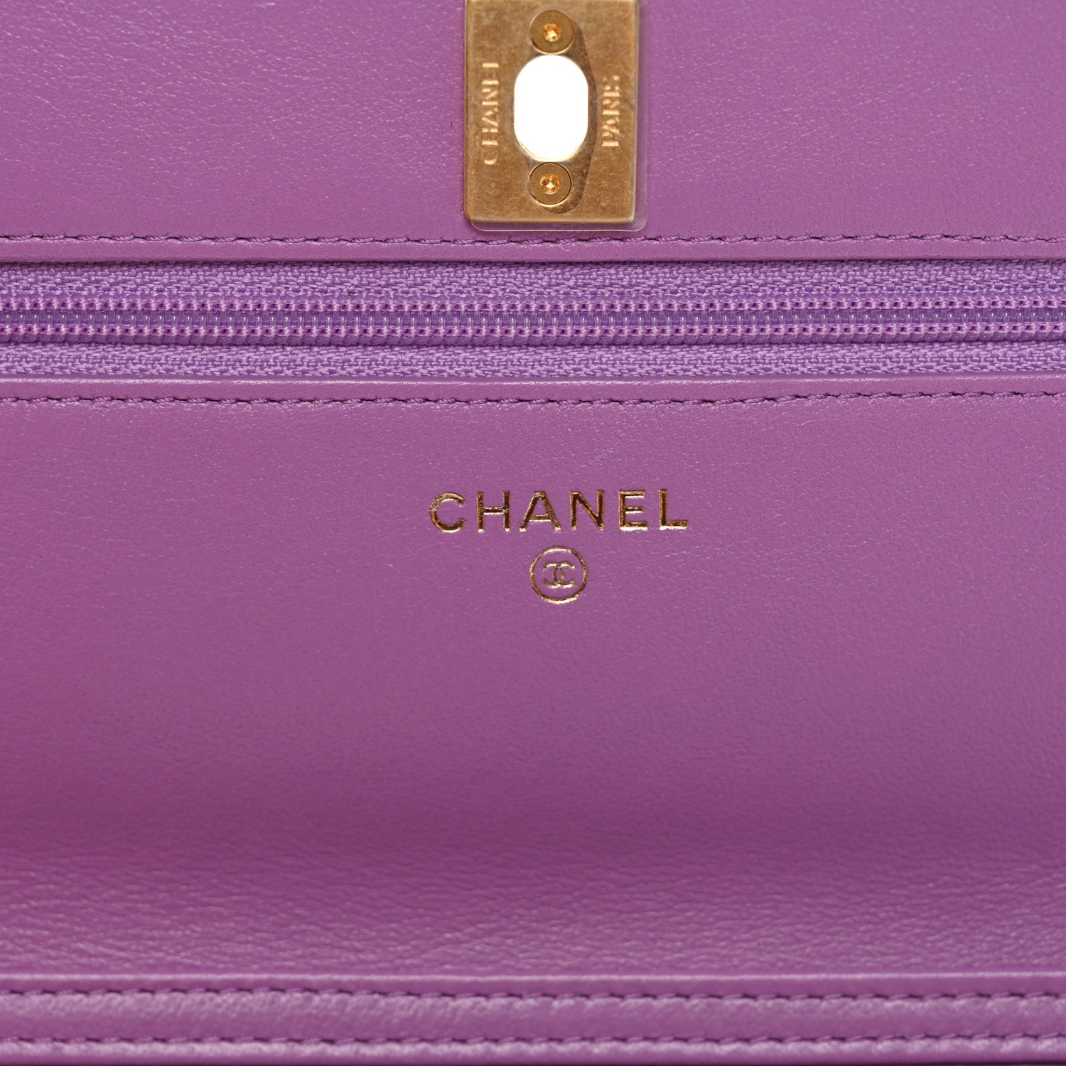 Chanel Lambskin Quilted CC Pearl Crush Wallet on Chain WOC Purple 6 of 12
