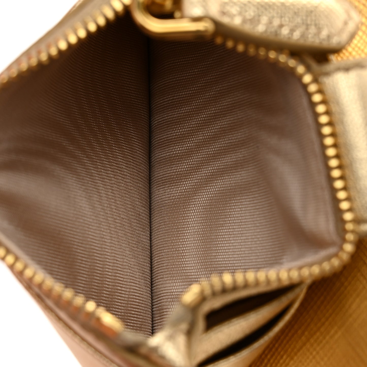Metallic Saffiano City Calf Triangle Card Holder Gold