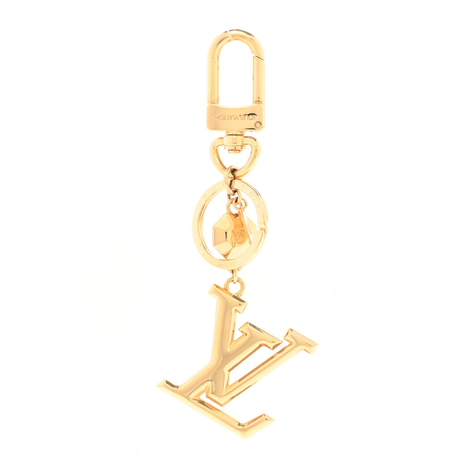 Louis Vuitton Metal LV Facettes Bag Charm Key Holder Gold 1 of 5