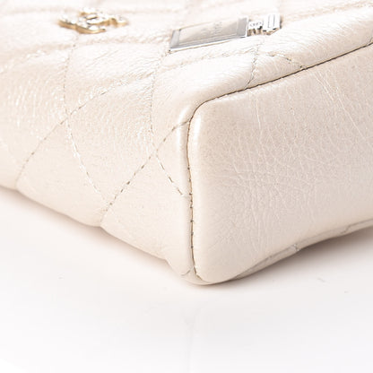 Chanel Metallic Calfskin Quilted Lucky Charms Mini Phone Holder Clutch Ivory 10 of 11