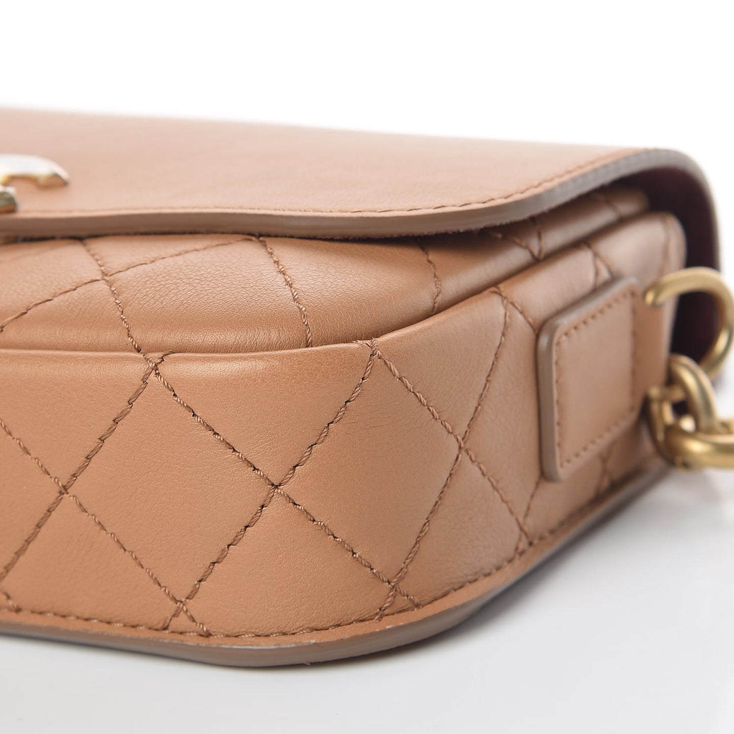 Calfskin Quilted Multi Pouching Flap And Coin Purse Beige