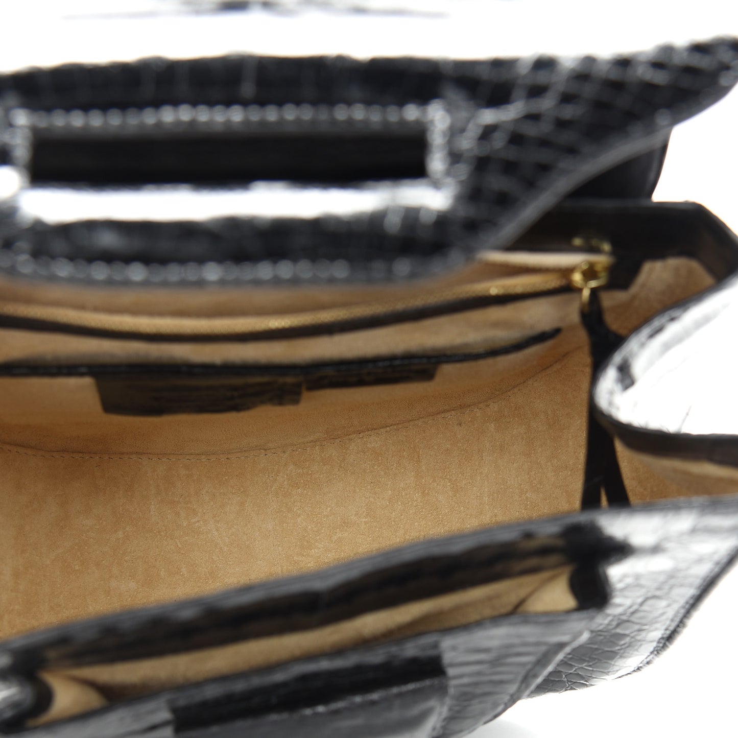 Crocodile Top Handle Bag Black