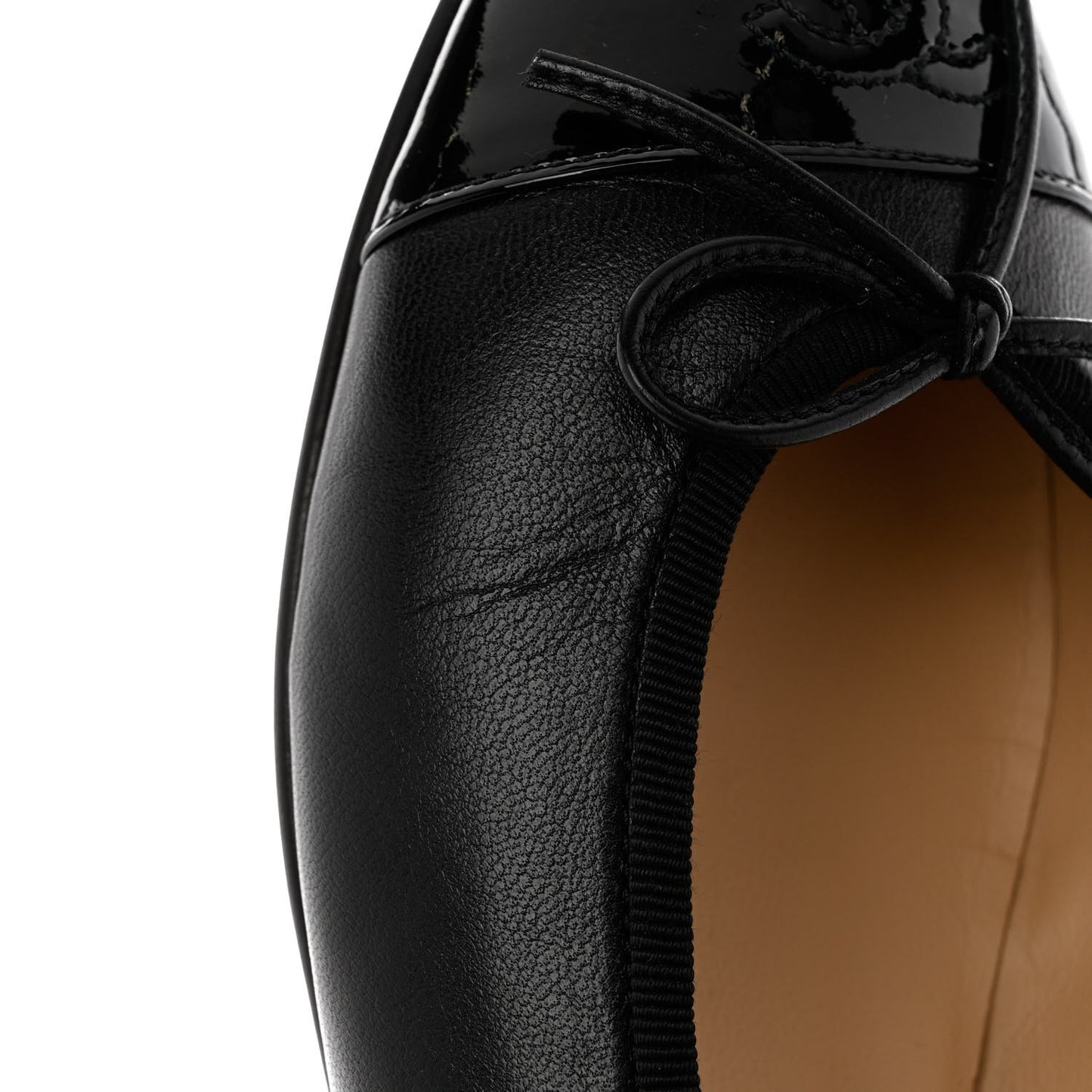 Lambskin Patent Cap Toe CC Ballerina Flats 37 Black