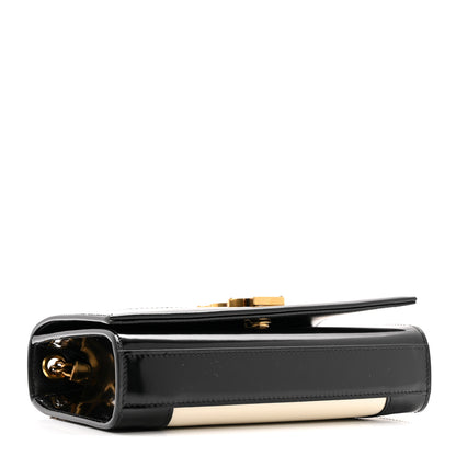 Saint Laurent Nappa Patent Calfskin Two-Toned Small Monogram Kate Satchel Alabastro Black 4 of 11
