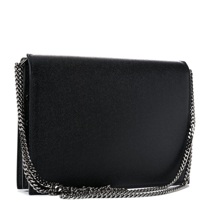Saint Laurent Grain De Poudre Monogram Cassandra Clasp Bag Black 2 of 10