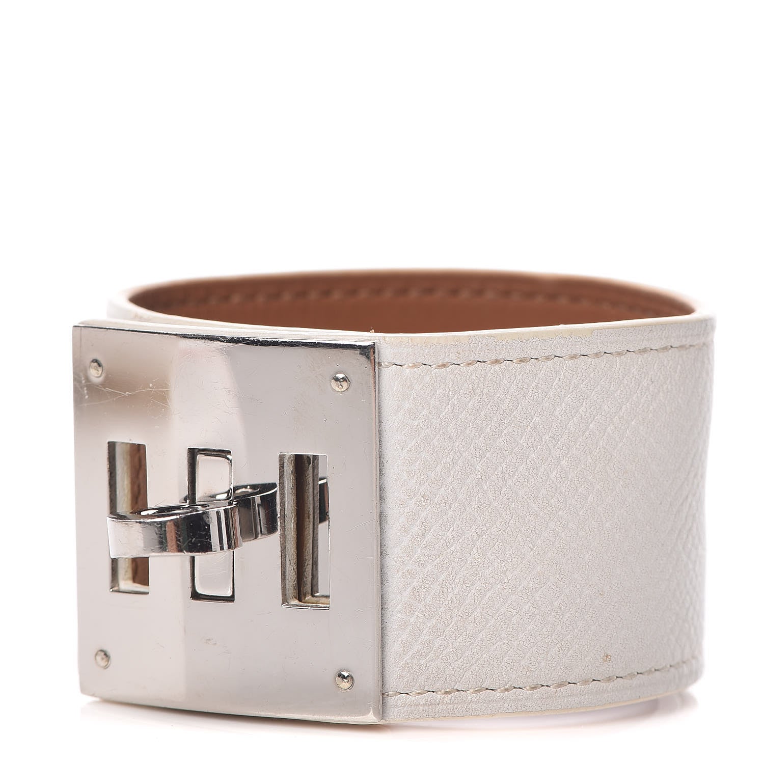 Hermes Epsom Kelly Dog Bracelet White 1 of 5