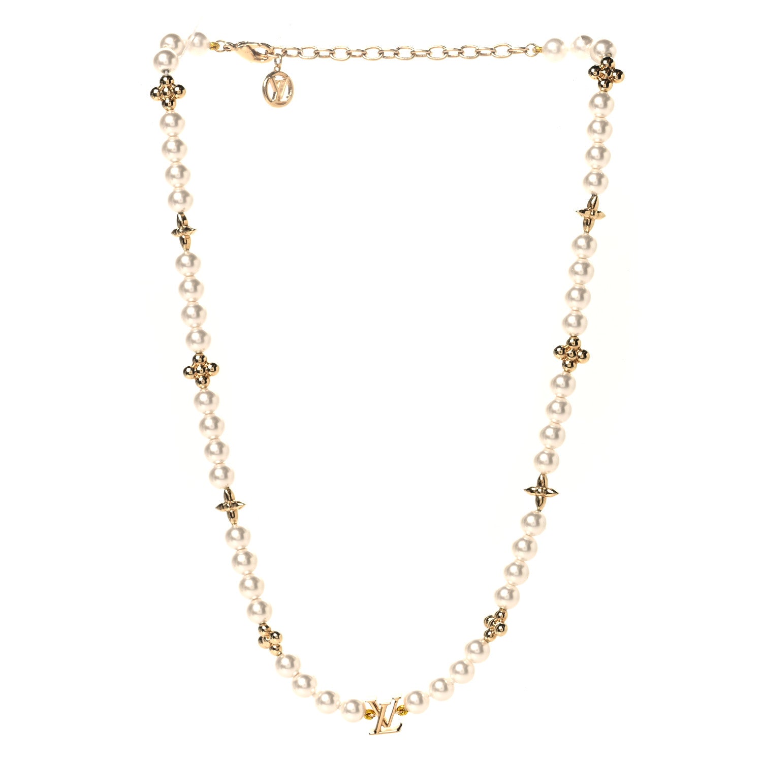 Louis Vuitton Metal Resin My LV Pearl Necklace White Gold 3 of 4