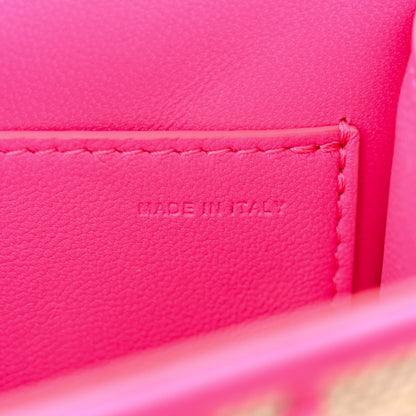 Valentino Garavani Toile Iconographe Goatskin Vlogo Small Loco Shoulder Bag Natural Pink PP 7 of 10