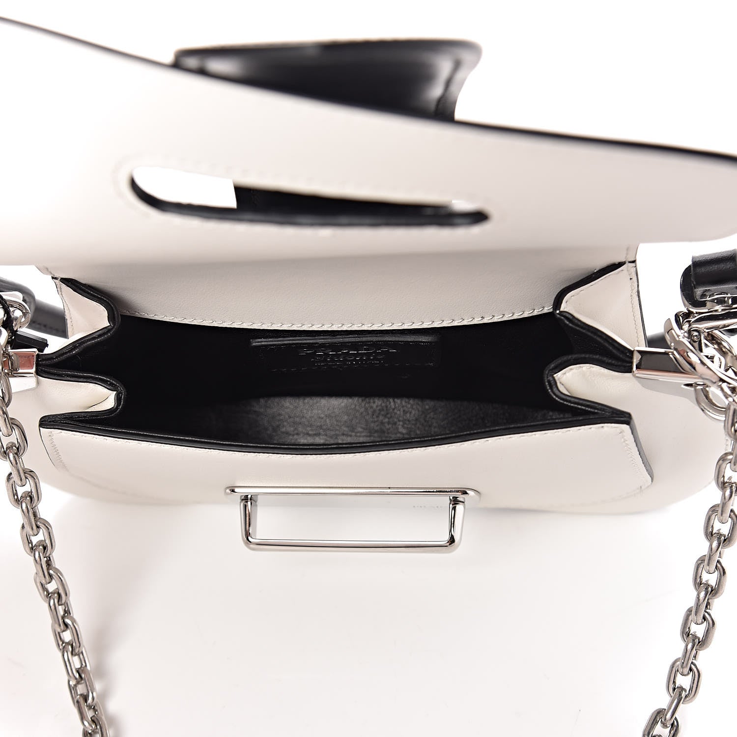 Prada City Calfskin Small Sidonie Shoulder Bag White Black 5 of 8