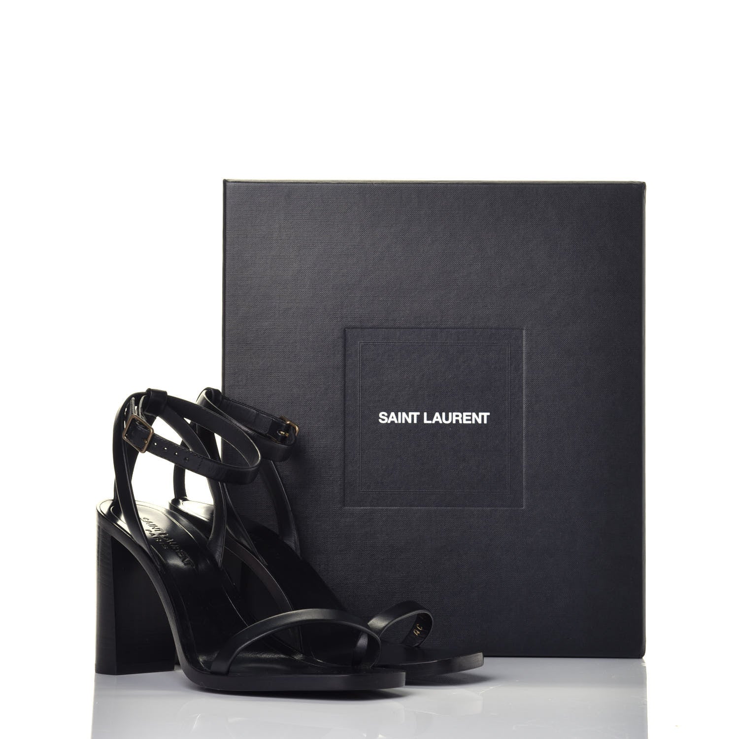 Saint Laurent Calfskin Loulou Ankle Strap Sandals 37.5 Black 9 of 9