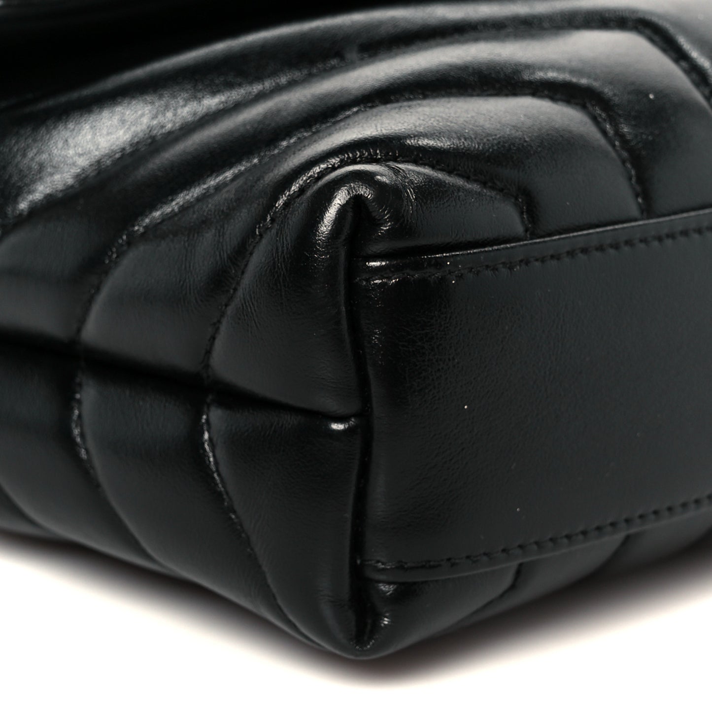 Calfskin Y Quilted Monogram Toy Loulou Crossbody Bag Black