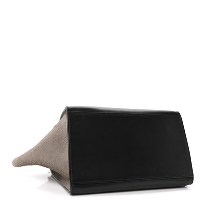 Celine Pony Hair Smooth Calfskin Tri-Color Medium Trapeze Blue Taupe Black 4 of 9