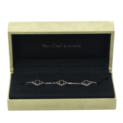 Van Cleef & Arpels 18K White Gold Grey Mother of Pearl 5 Motifs Vintage Alhambra Bracelet 8 of 8