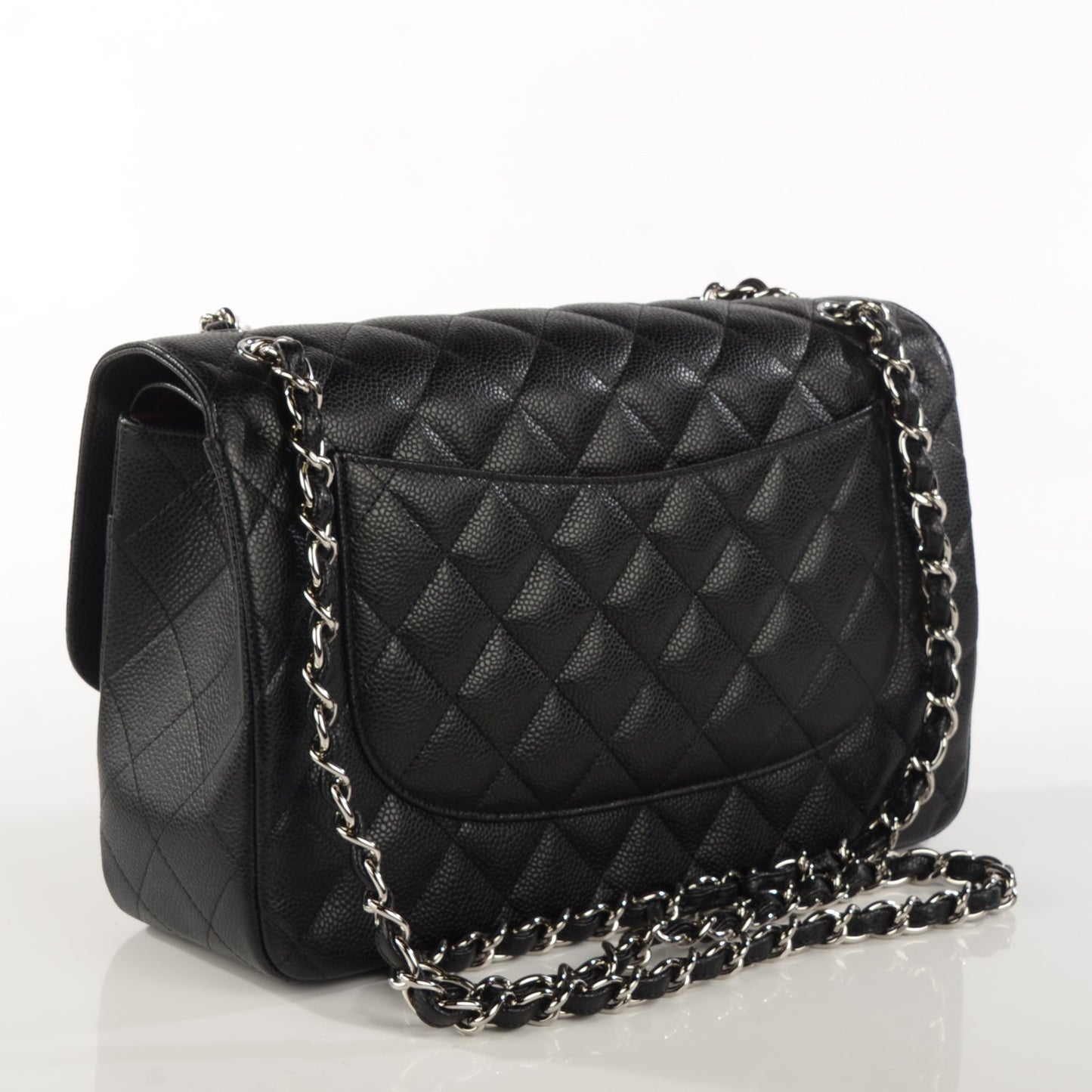 Caviar Quilted Jumbo Double Flap Black