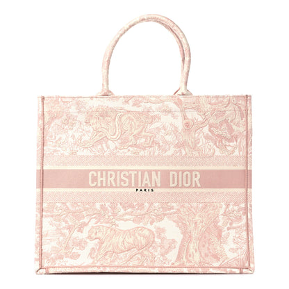 Christian Dior Canvas Embroidered Large Dioriviera Toile De Jouy Reverse Book Tote Rose 1 of 9