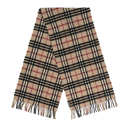 Burberry Cashmere House Check Fringe Scarf Camel 2 of 3