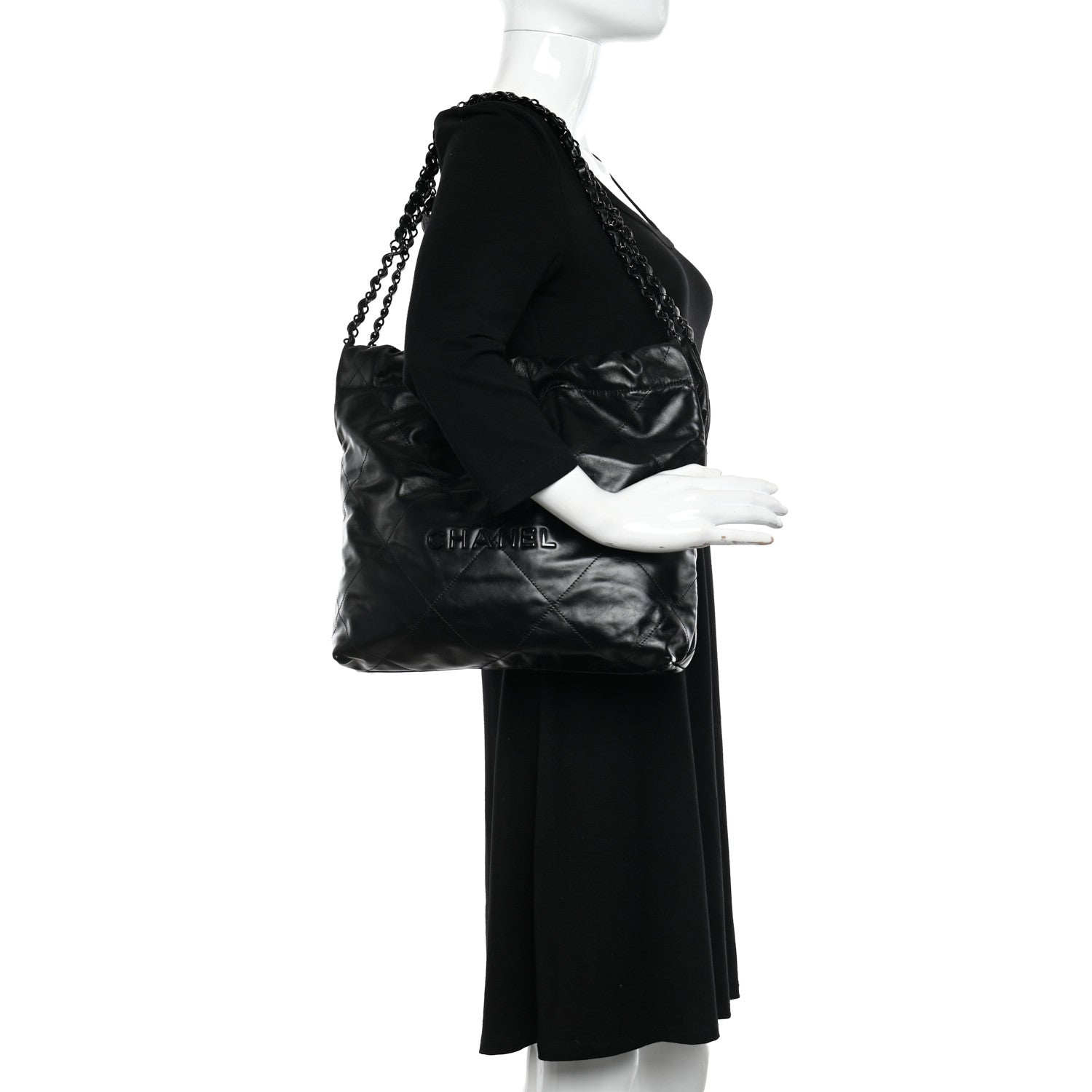 Chanel Shiny Calfskin Quilted Small Chanel 22 So Black 2 of 11