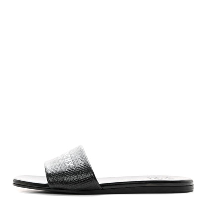 Givenchy Coated Canvas Logo 4G Embossed Flat Sandals 38 Black 1 of 9