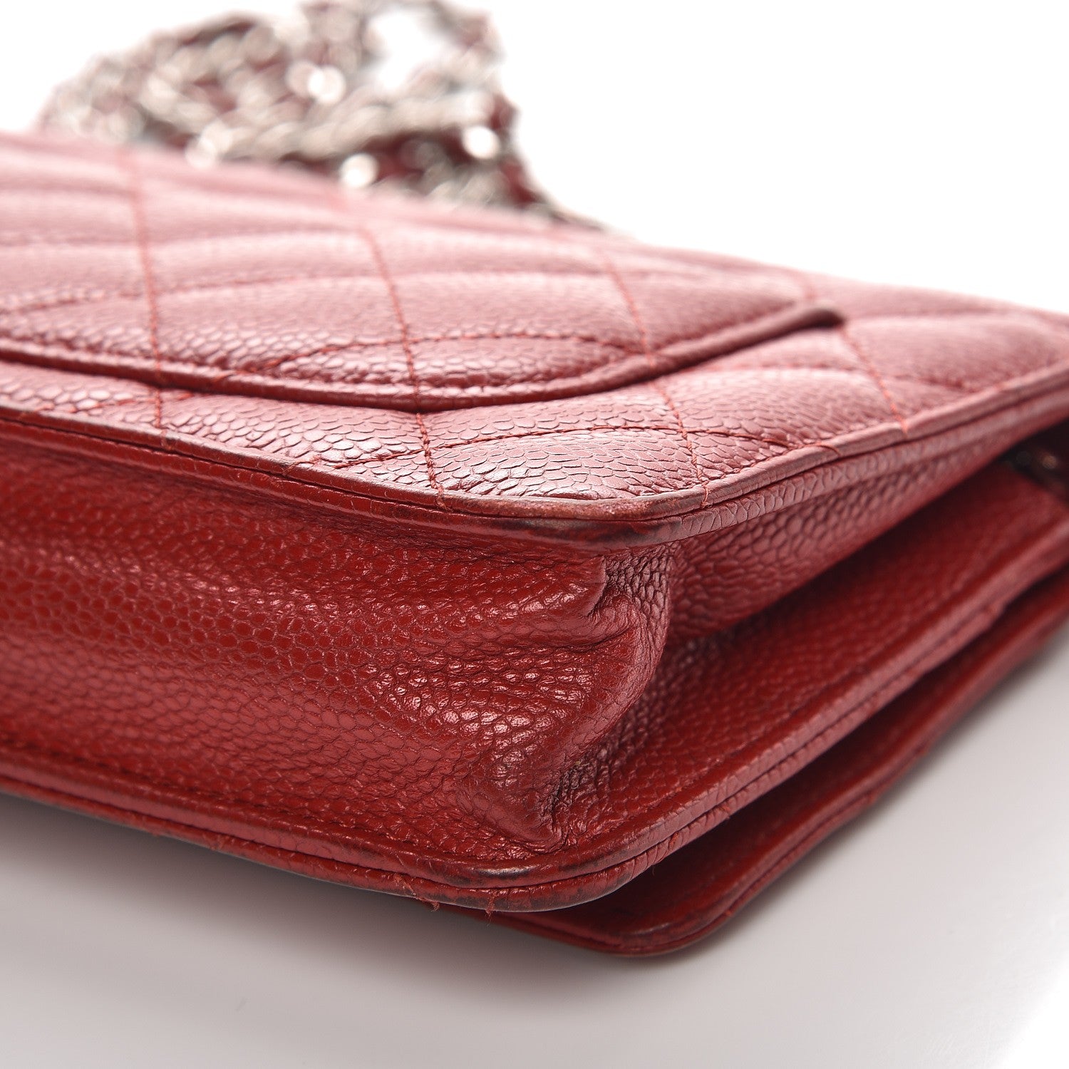 Chanel Caviar Quilted Wallet on Chain WOC Red 11 of 14
