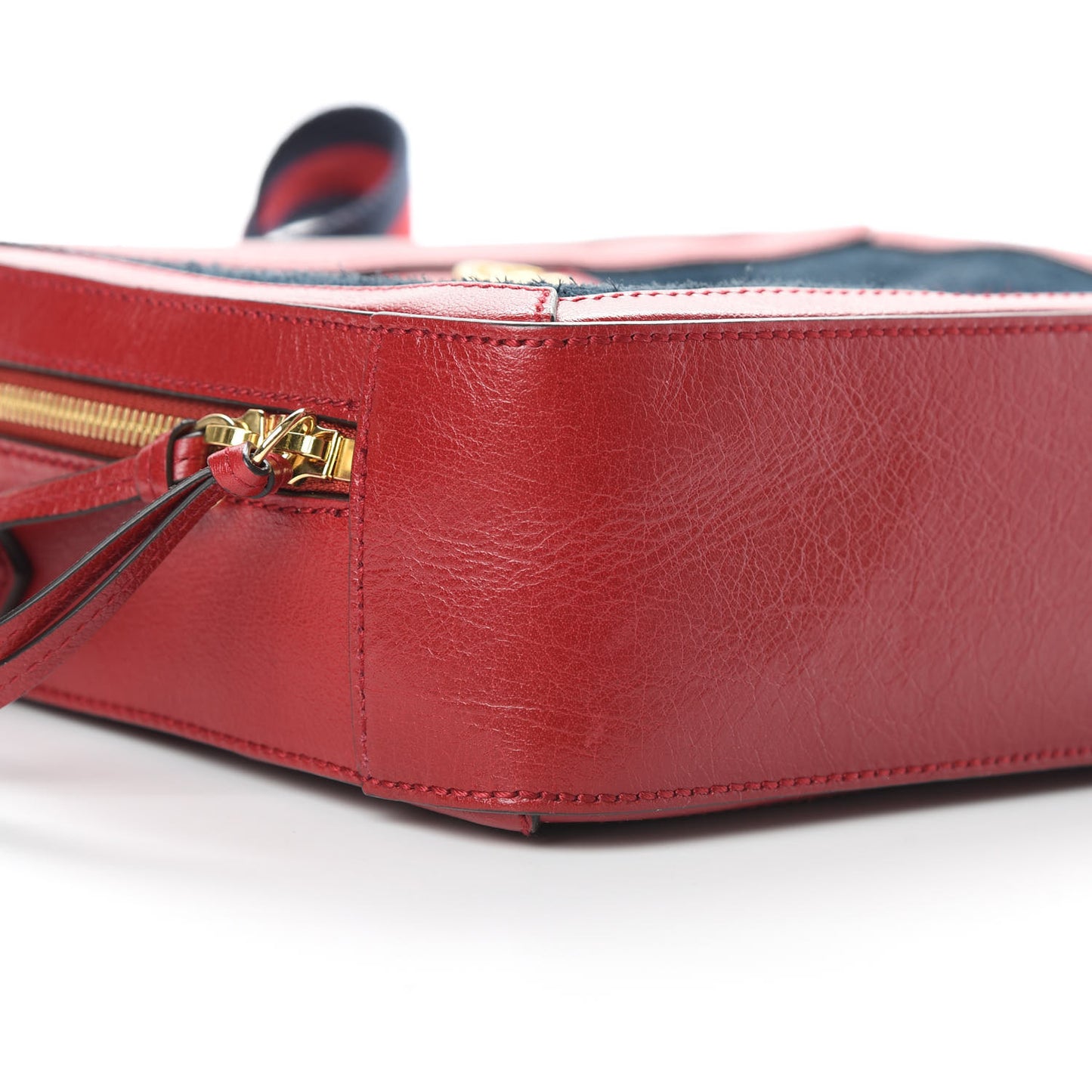 Suede Calfskin Web Small Ophidia Top Handle Shoulder Bag New Blue Romantic Cherry