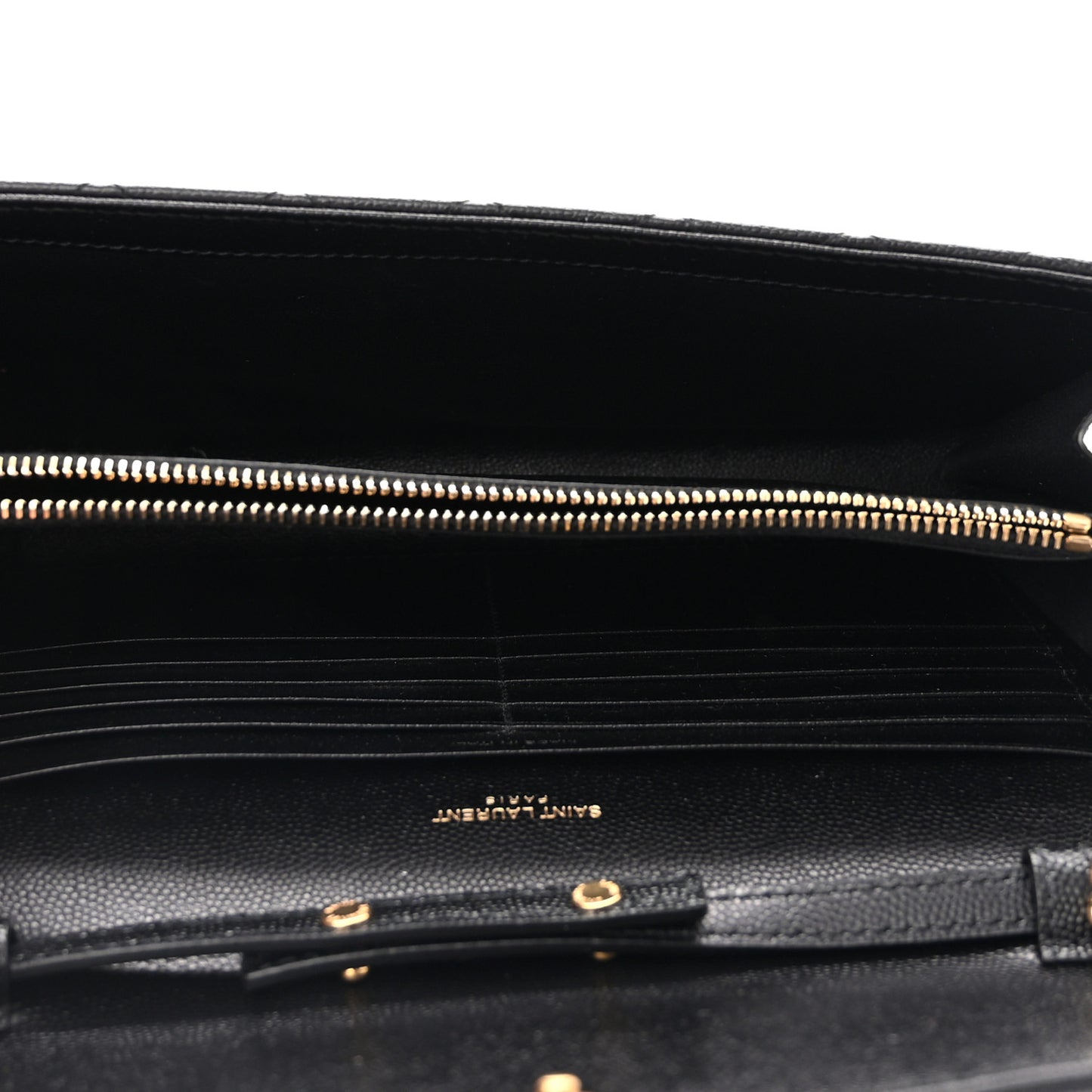 Grain De Poudre Mixed Matelasse Triquilt Monogram Chain Wallet Black