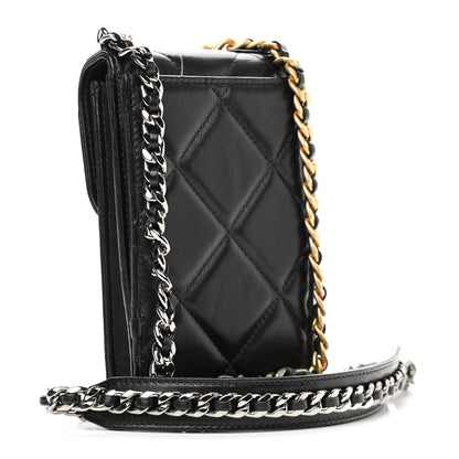 Chanel Lambskin Quilted Chanel 19 Phone Holder With Chain Black 3 of 12