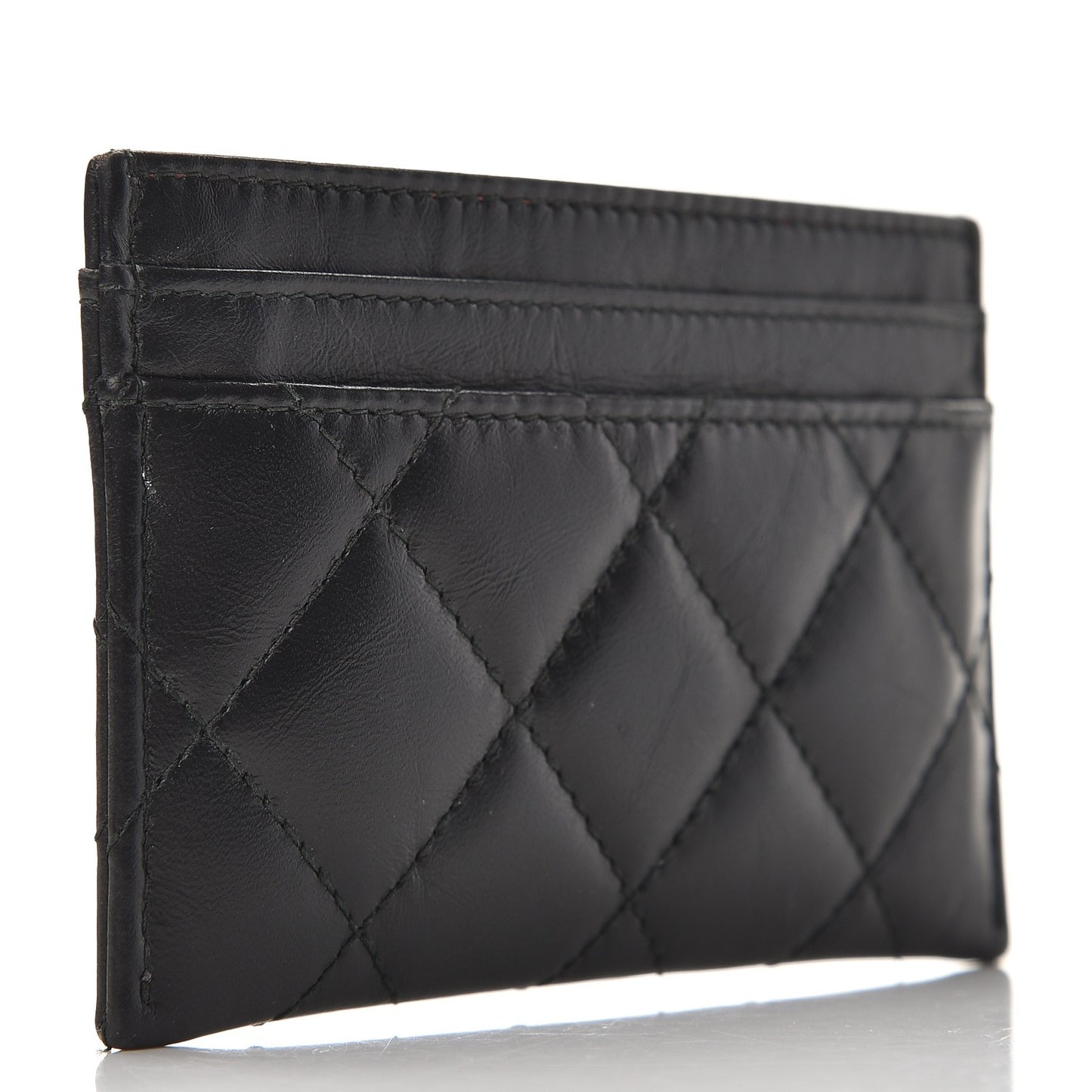 Aged Calfskin Quilted Lucky Charms Reissue Card Holder Black