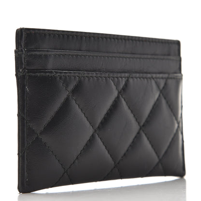 Chanel Aged Calfskin Quilted Lucky Charms Reissue Card Holder Black 3 of 10