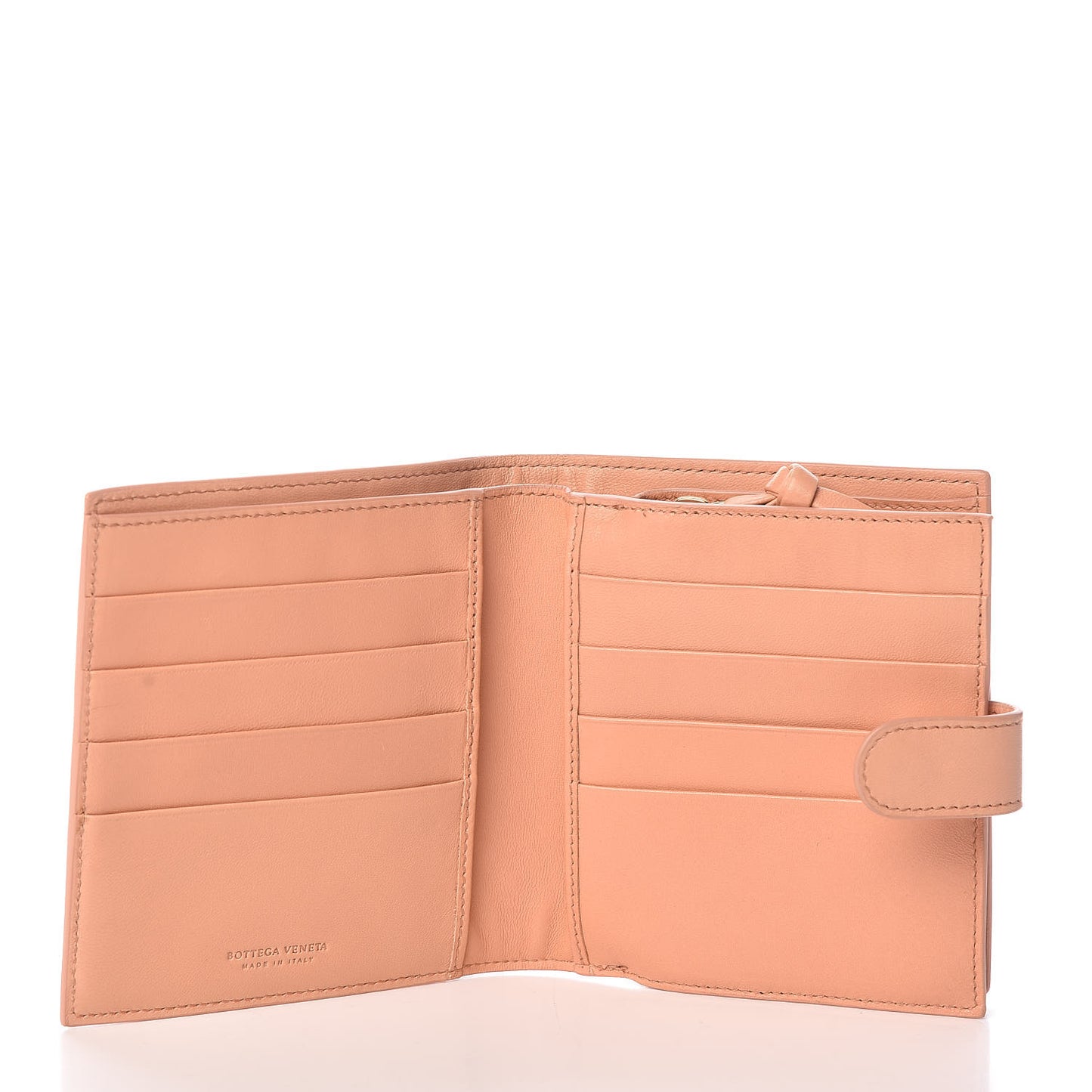Nappa Intrecciato French Compact Wallet Peach
