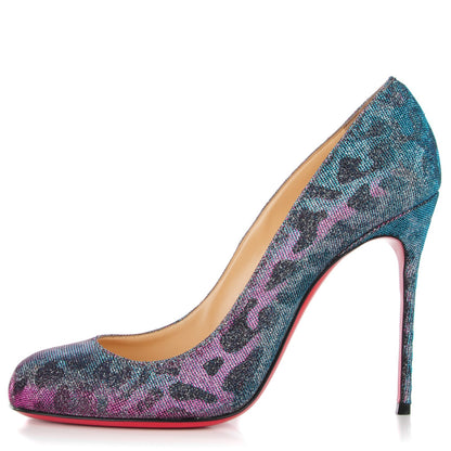 Christian Louboutin Leopard Lame Fifi 100 Pumps Turquoise Violet 38 1 of 8