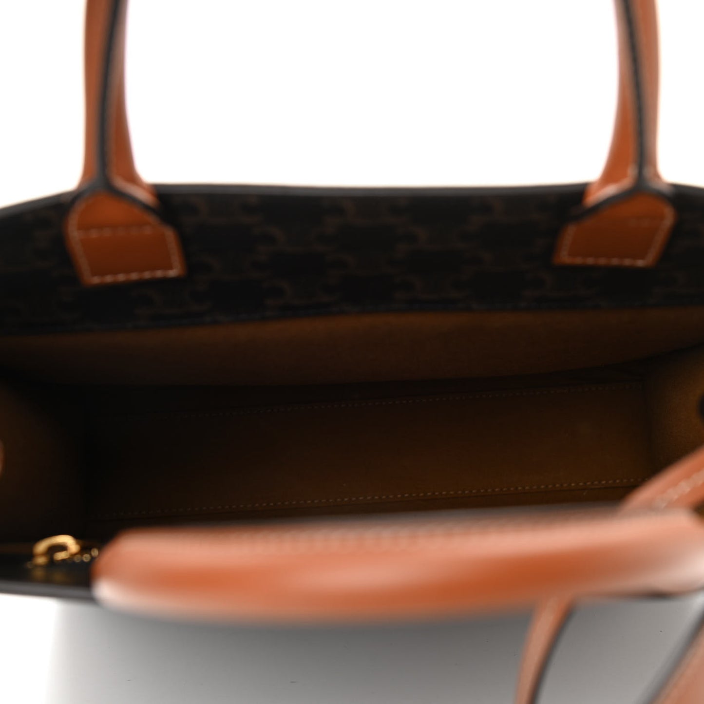 Triomphe Canvas Calfskin Small Vertical Cabas Tan