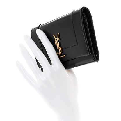Saint Laurent Shiny Calfskin Small Monogram Cassandre Envelope Wallet Black 2 of 6