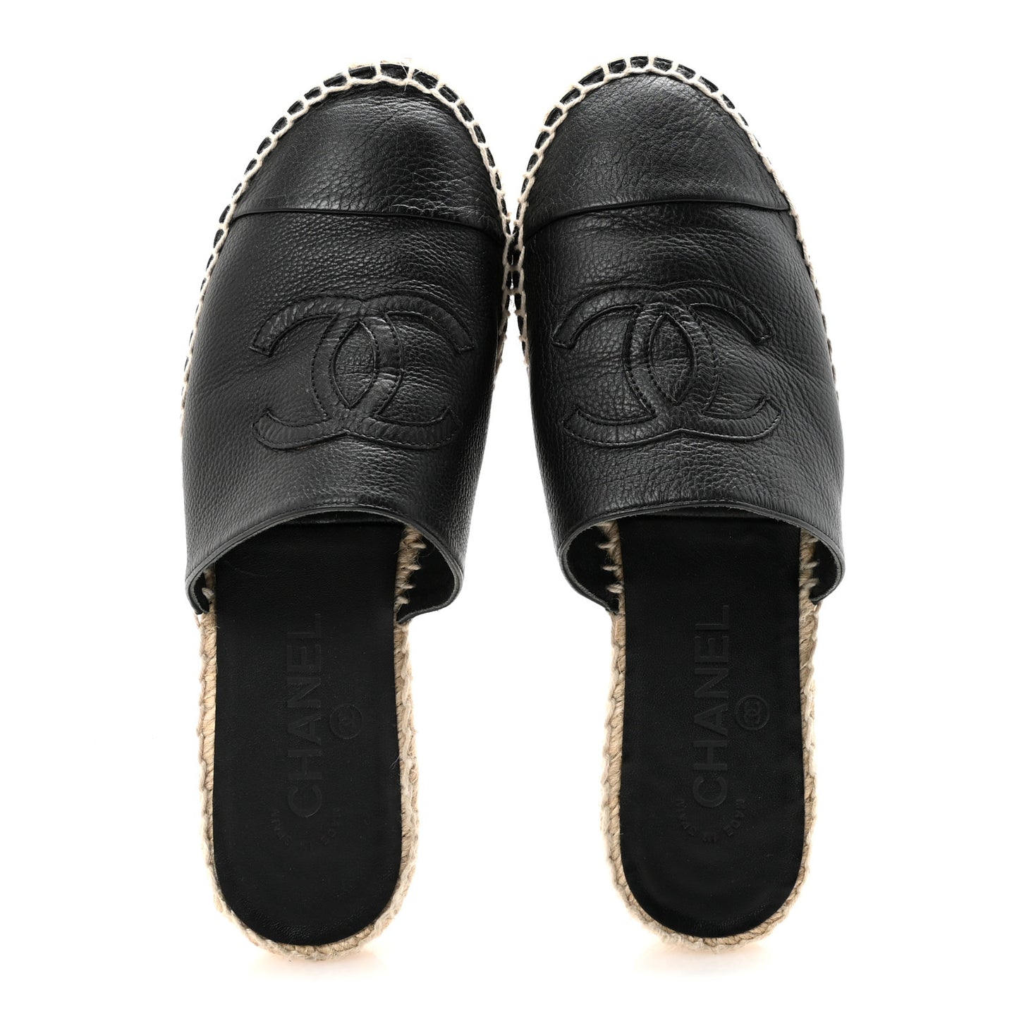 Goatskin Patent CC Espadrille Mules 37 Black