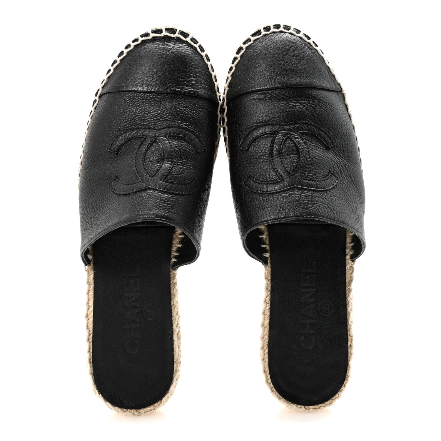 Chanel Goatskin Patent CC Espadrille Mules 37 Black 2 of 10