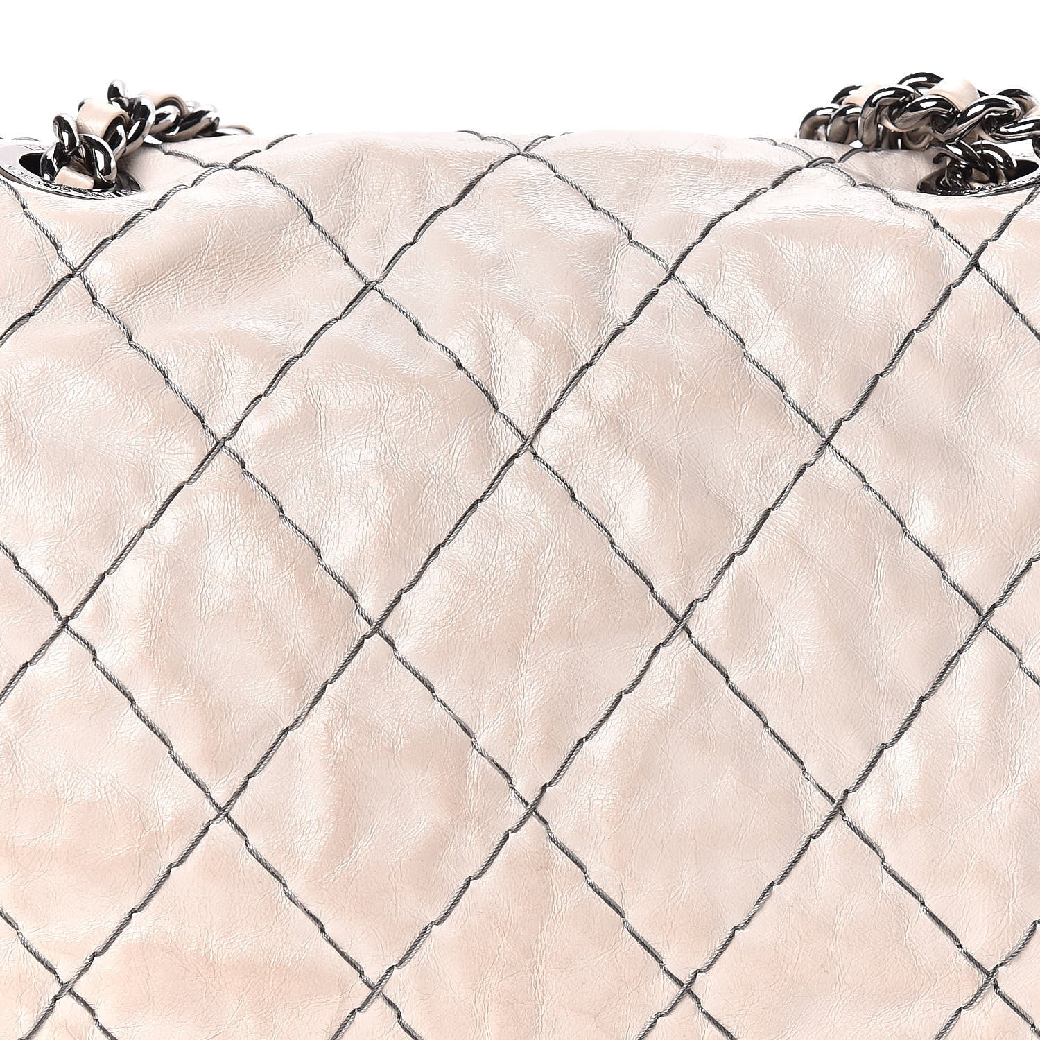 Chanel Glazed Goatskin Double Stitch Flap Ivory 9 of 11