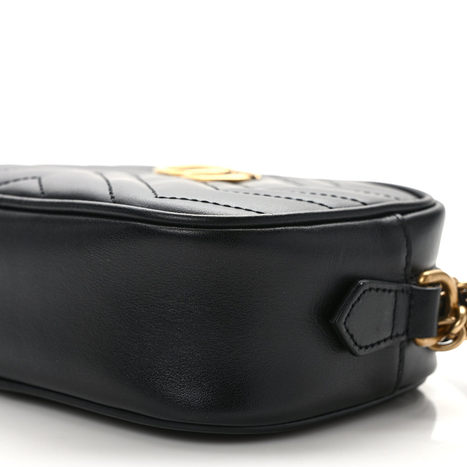Gucci Calfskin Matelasse Mini GG Marmont Chain Shoulder Bag Black 10 of 12